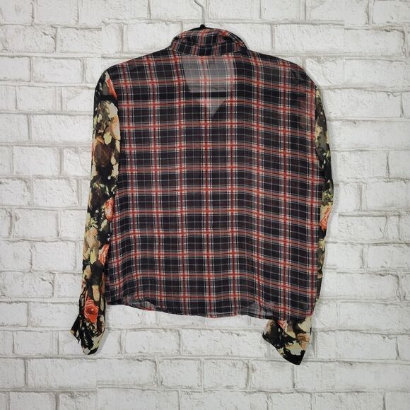 Sans Souci chiffon plaid blouse - Picture 8 of 12